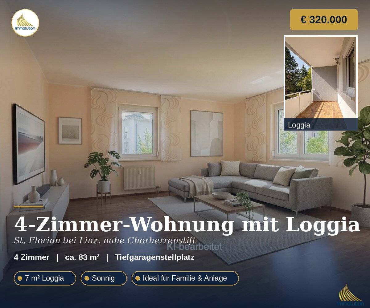 4 Zimmer Wohnung mit sonniger Loggia und Tiefgaragenstellplatz