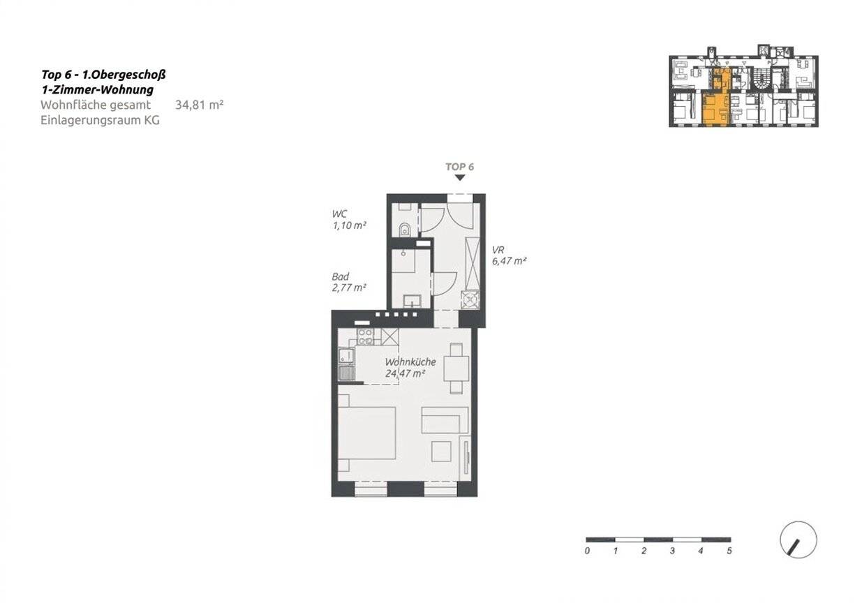 Studio mit Balkon und Parkblick