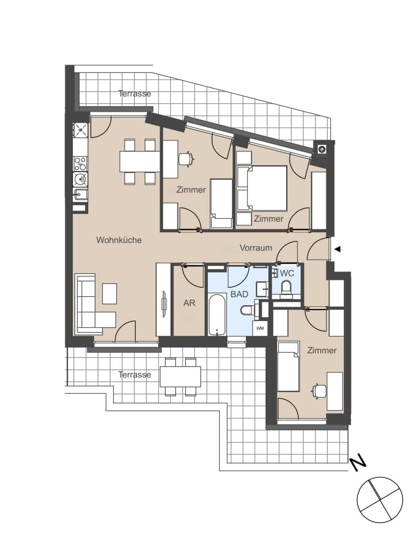 Bright penthouse with two rooftop terraces