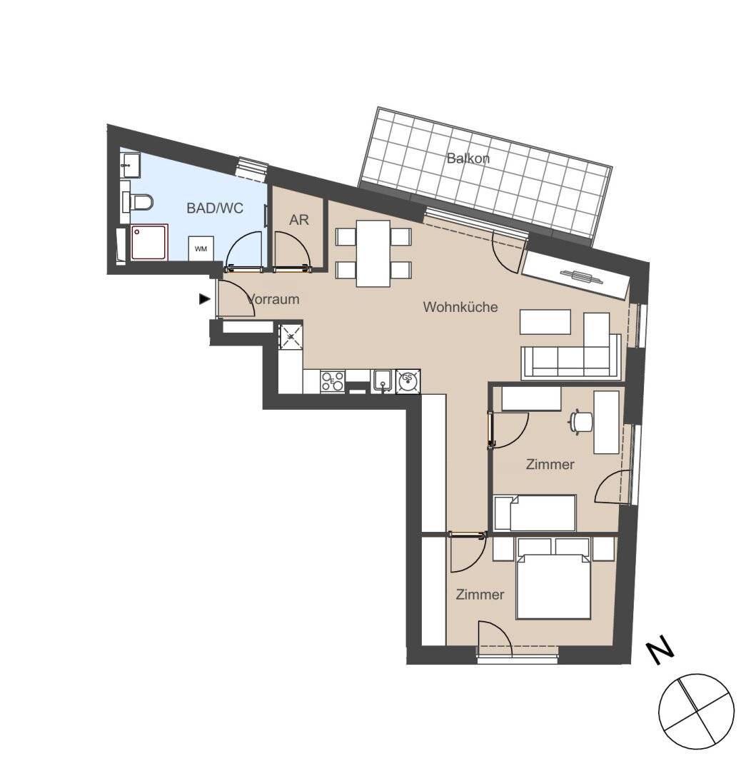 Bright new build apartment with balcony and parquet