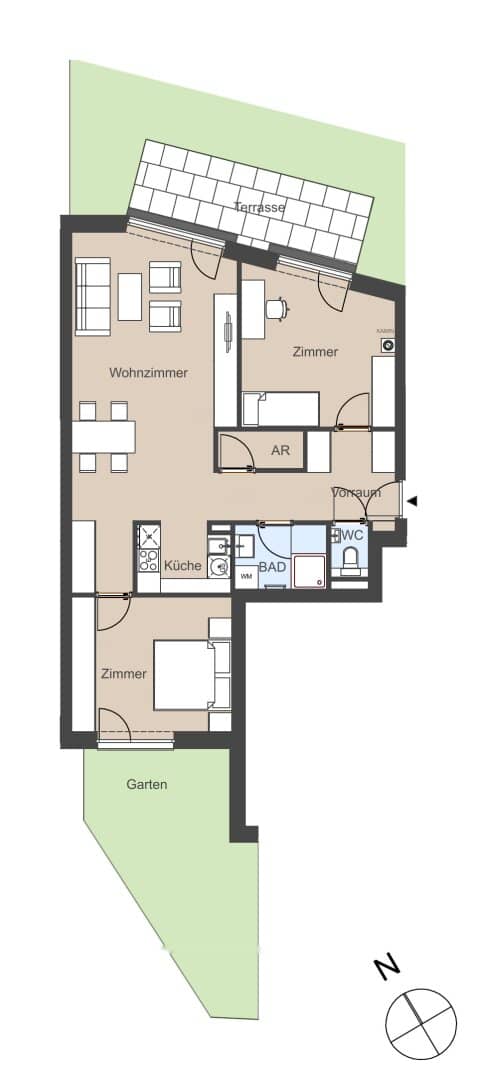 Ground floor apartment with garden and terrace