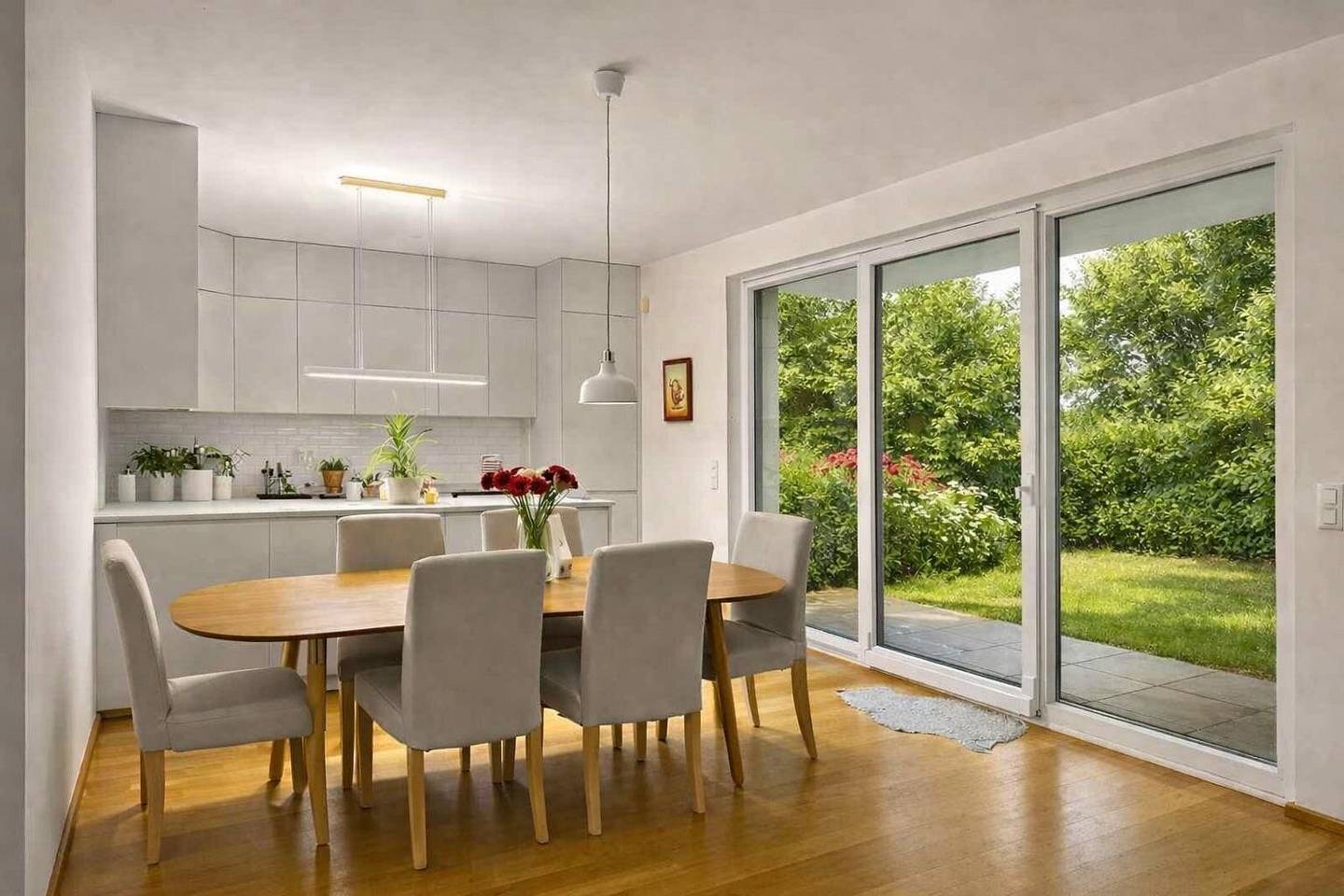 Bright ground floor apartment with private garden and terrace