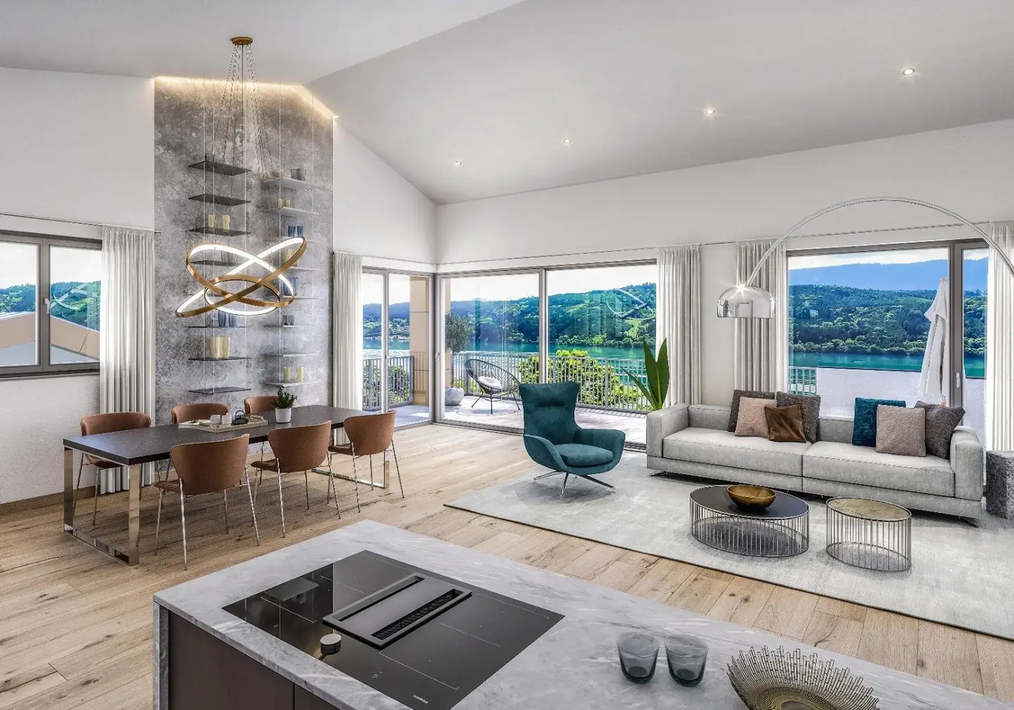 Bright Apartment with Lake View and Rooftop Terrace