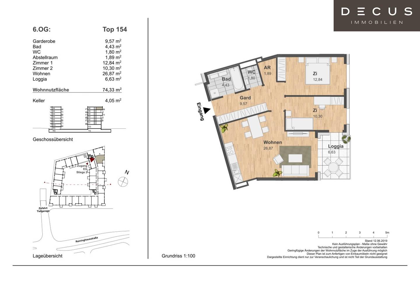 Moderne Etagenwohnung mit Loggia und Parkett in Reininghauspark