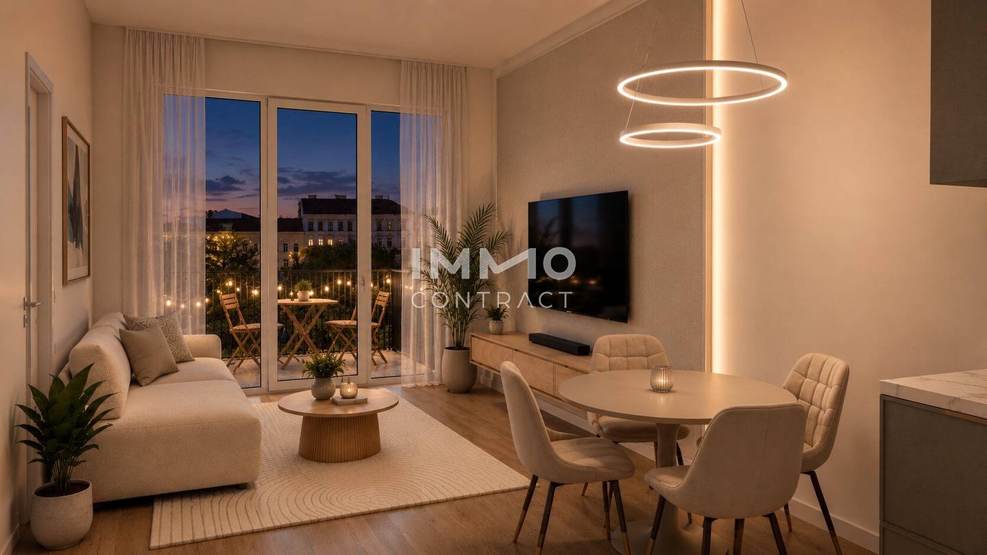 Courtyard facing 3 room apartment in new build with balcony