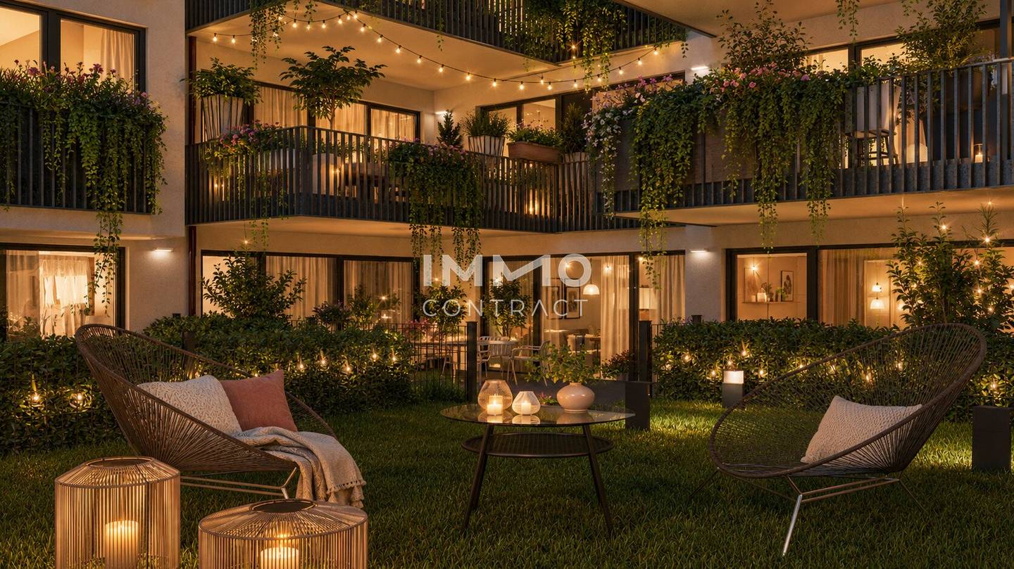 Courtyard facing 3 room apartment in new build with balcony