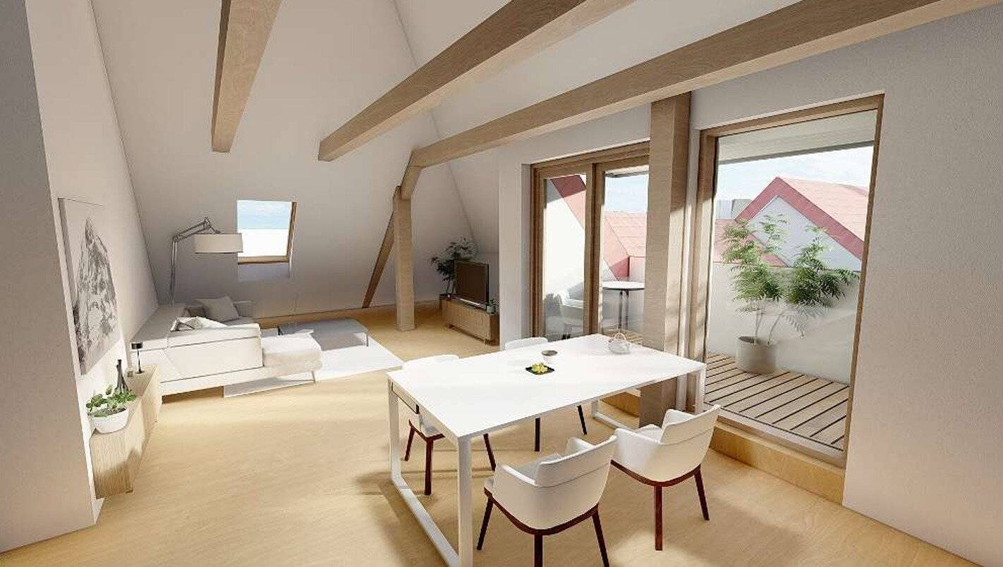 Top floor apartment with terrace at Wels town square