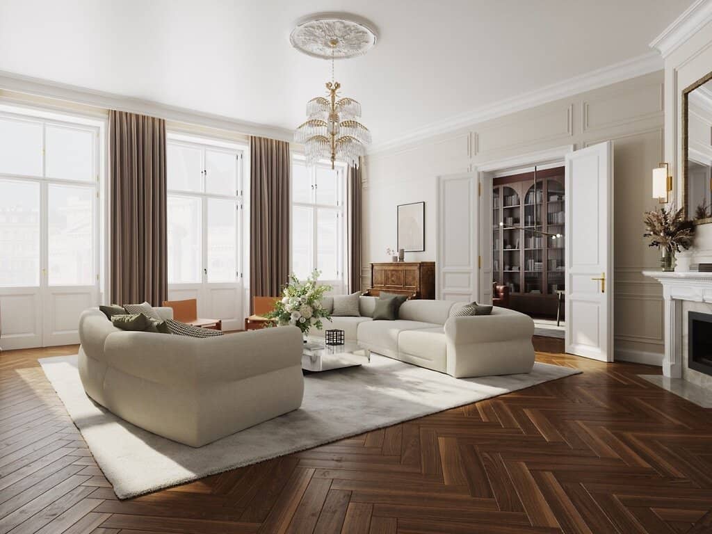 Altbau apartment with balcony and fireplace in historic Beletage