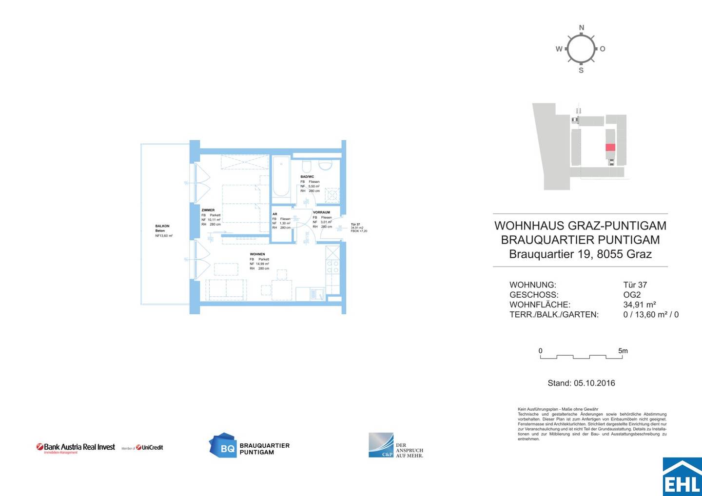Neubauwohnung mit Westbalkon und Parkett im Brauquartier