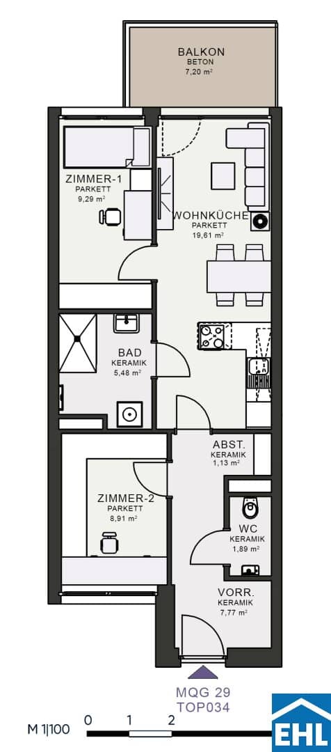 Wohnung mit Balkon und Parkett im neuen Messequadrant