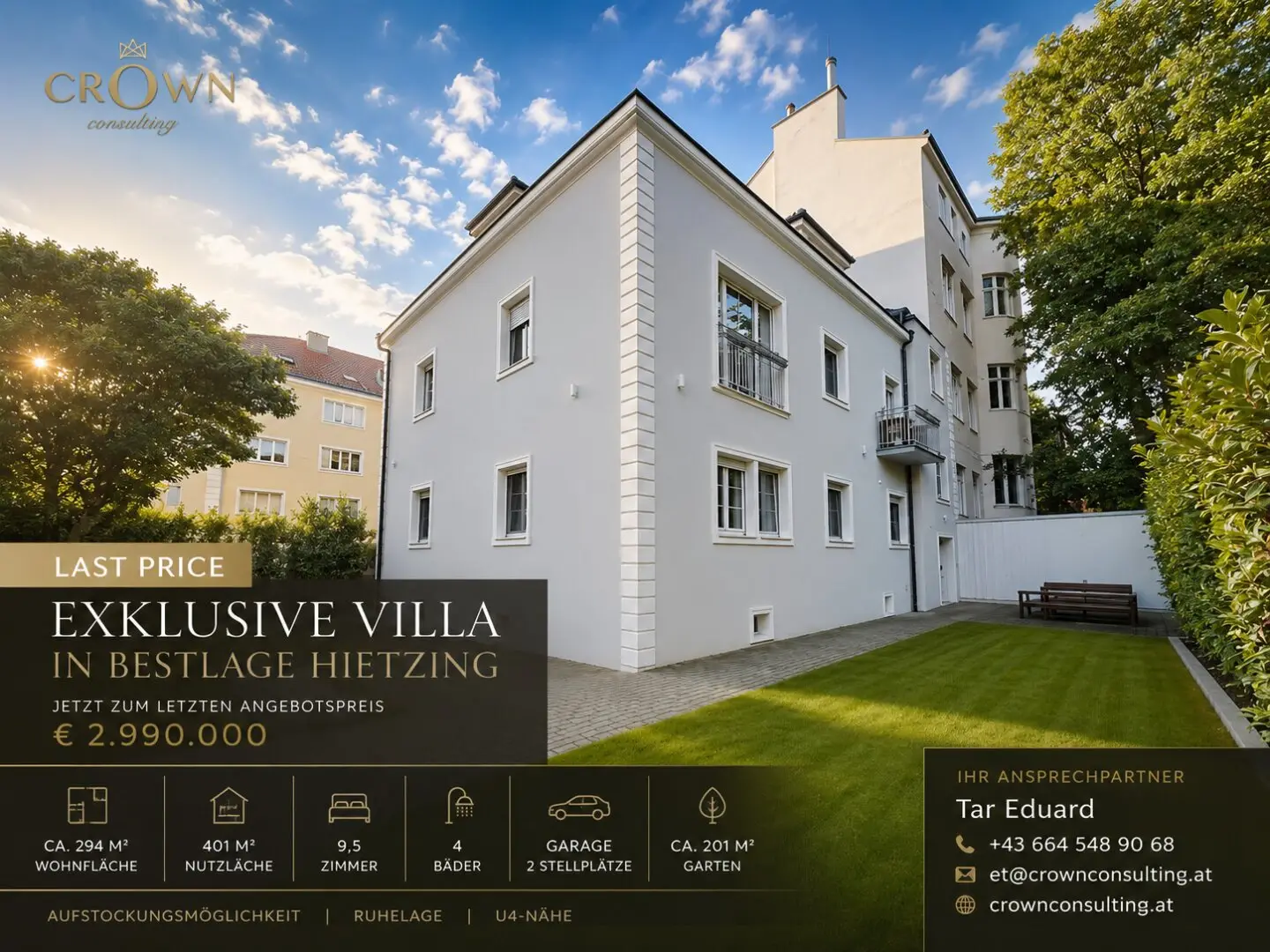 Fully renovated villa with garden and garage in Hietzing