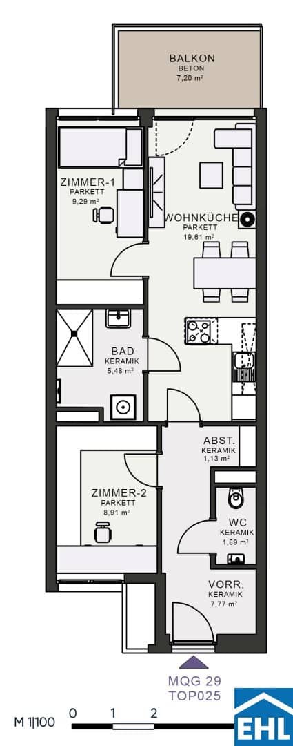 Wohnung mit Balkon im Messequartier