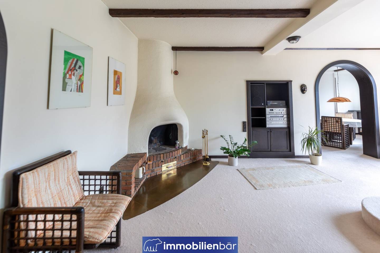 Stylish penthouse apartment with fireplace and loggia
