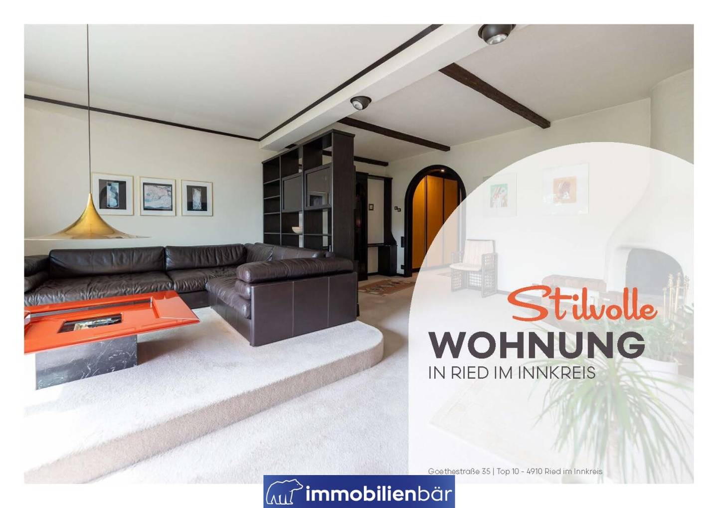 Stylish penthouse apartment with fireplace and loggia