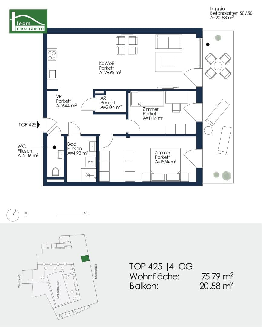 New build apartment with balcony and fitted kitchen in Lend