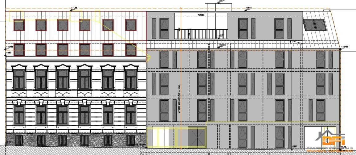 GERSTHOF: Attention developers: Project with building permit (41 apartments, 1 office, 1 studio and 17 parking spaces) in a very good location