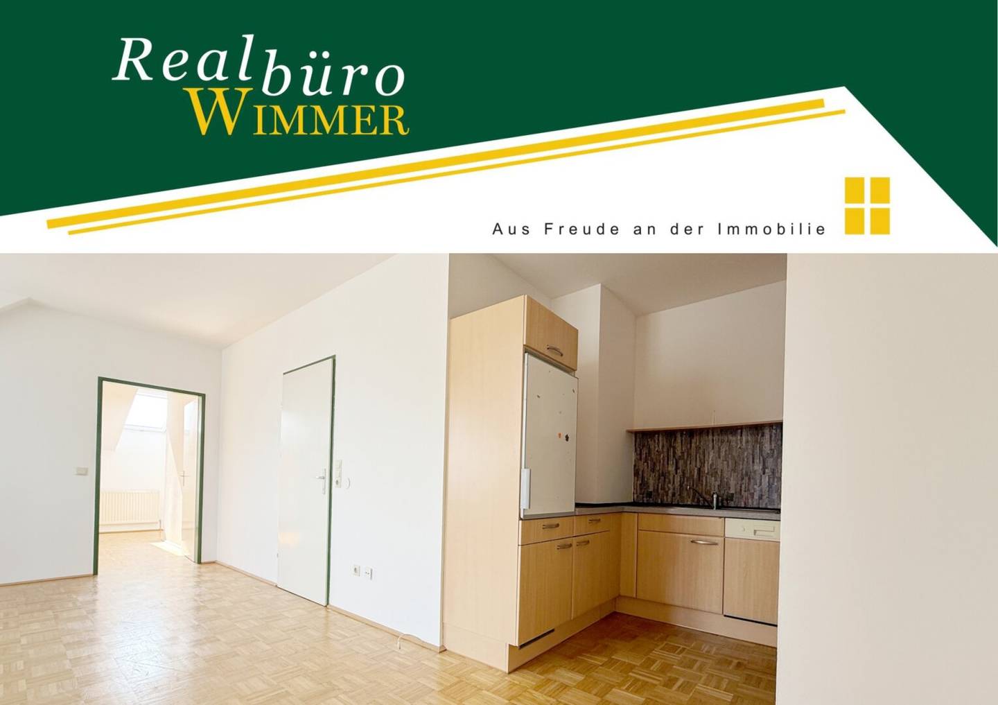 Bright attic apartment with open kitchen and storage room