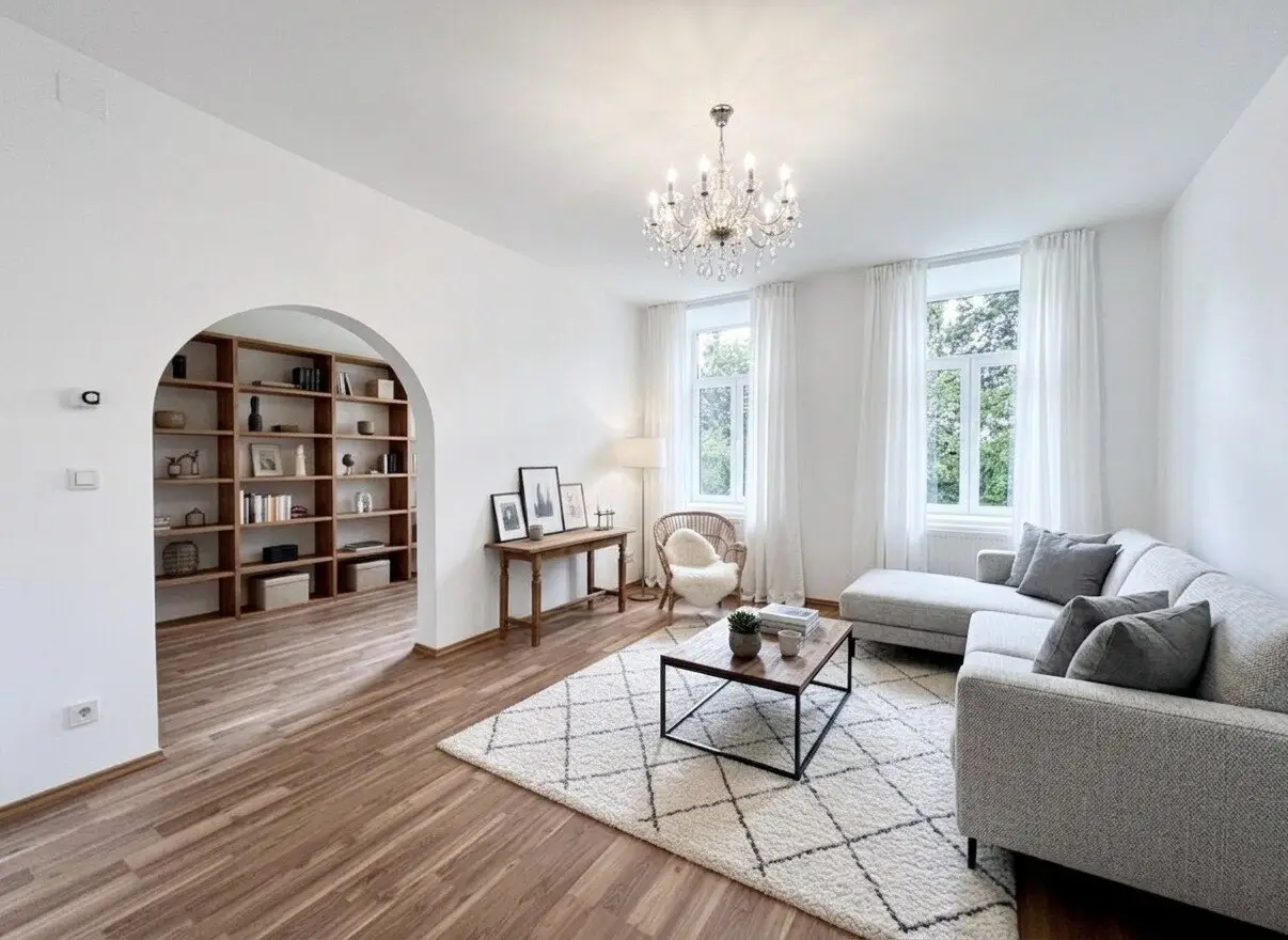 Renovated Altbau apartment with fitted kitchen in quiet courtyard setting