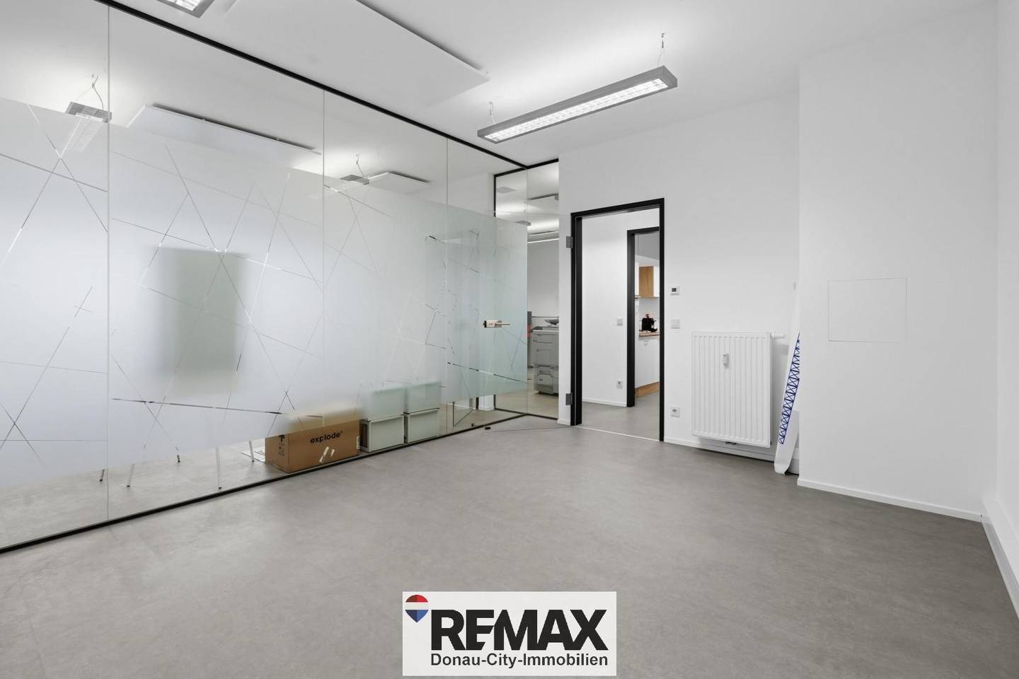 Modern office space with three bright rooms