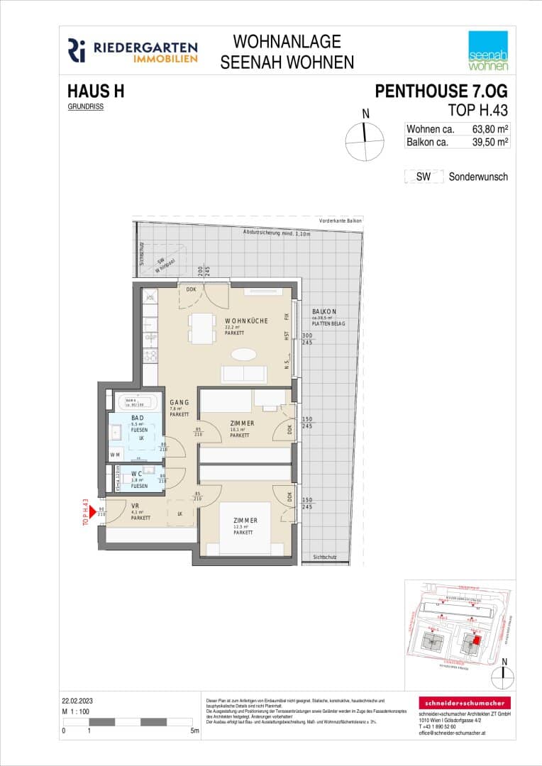 Penthouse mit Balkon und See Nähe