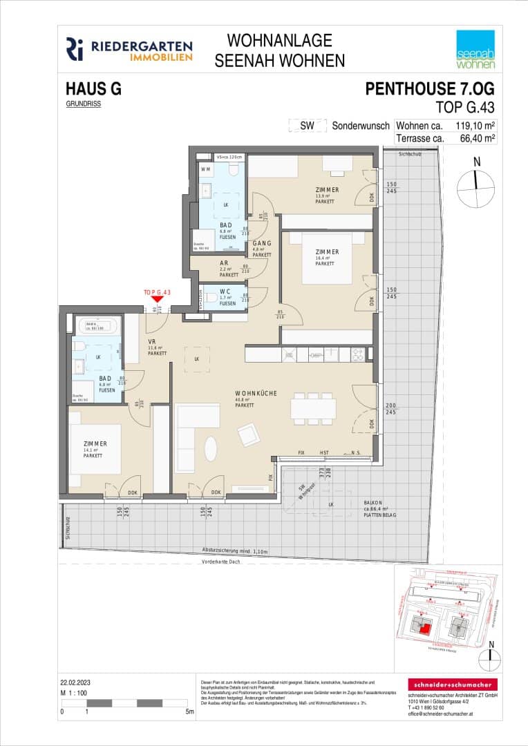 Helles Penthouse mit Balkon in Seenähe