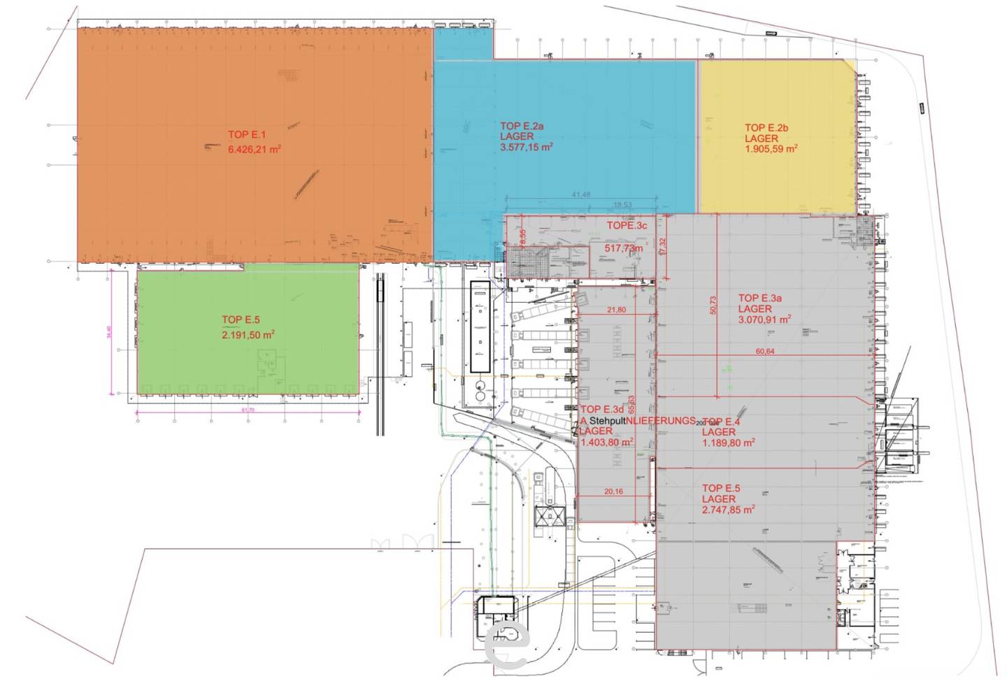 Large warehouse with loading ramps and motorway access