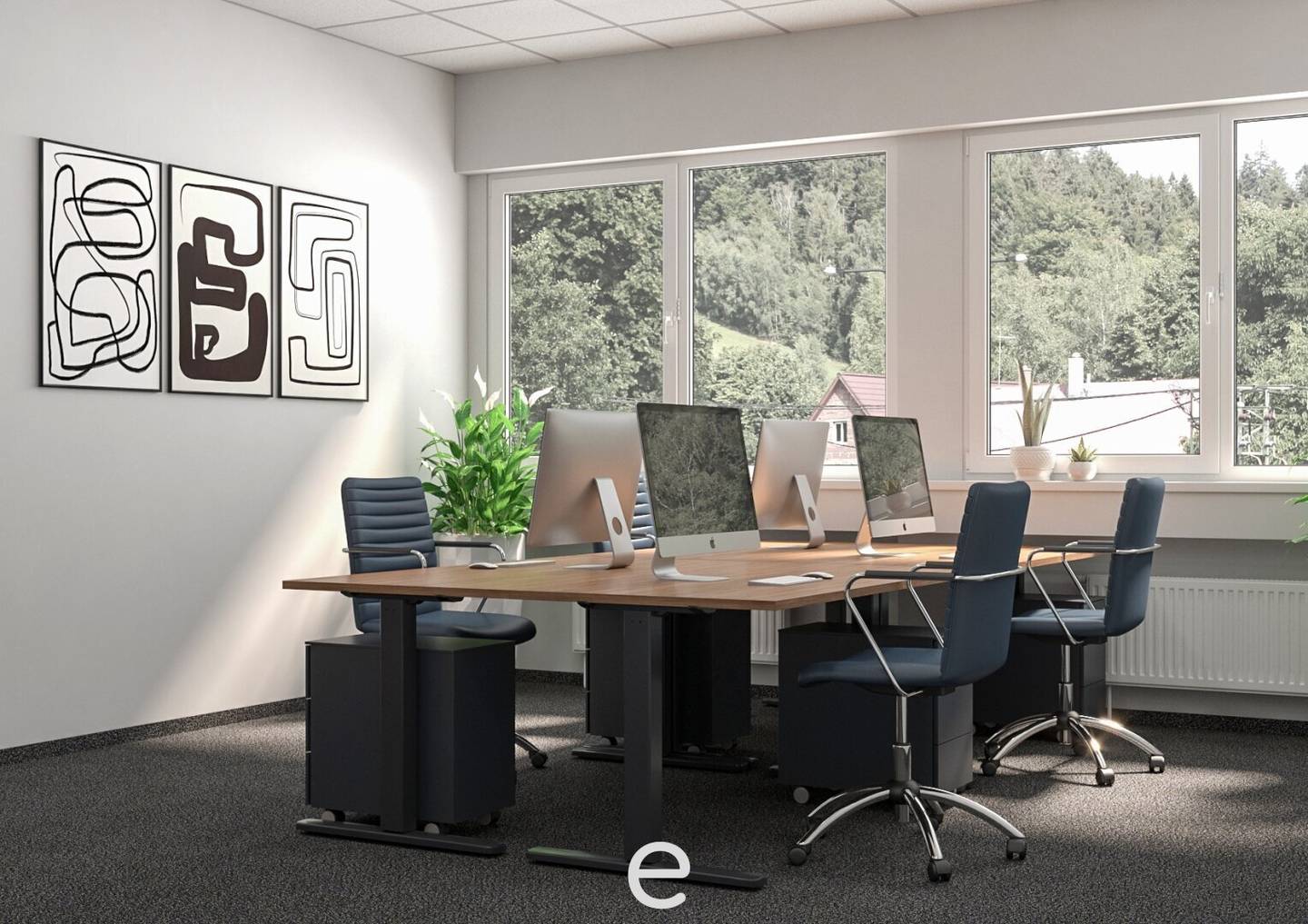 Office in quiet location with parking space and shared kitchen