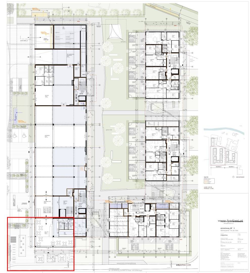 Café space in the new Glanviertel with flexible floor plan design