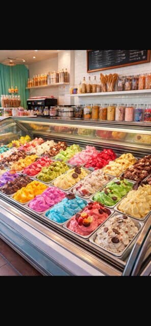 Long-established ice cream café busy main square suitable for season start