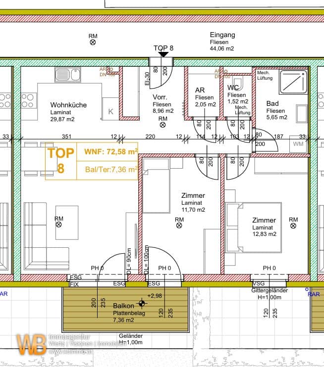 New build 3-room warm with balcony, incl. operating costs and 2 car parking spaces
