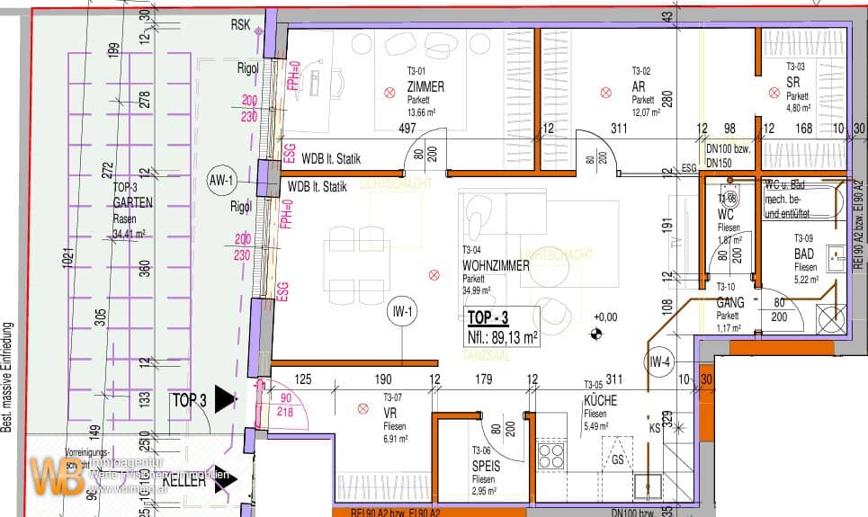 Erstbezug mit Garten: 89m² WFL, 40m² Wohnküche &amp; Zi-14 &amp; AR 12m², PKW-Stellplatz