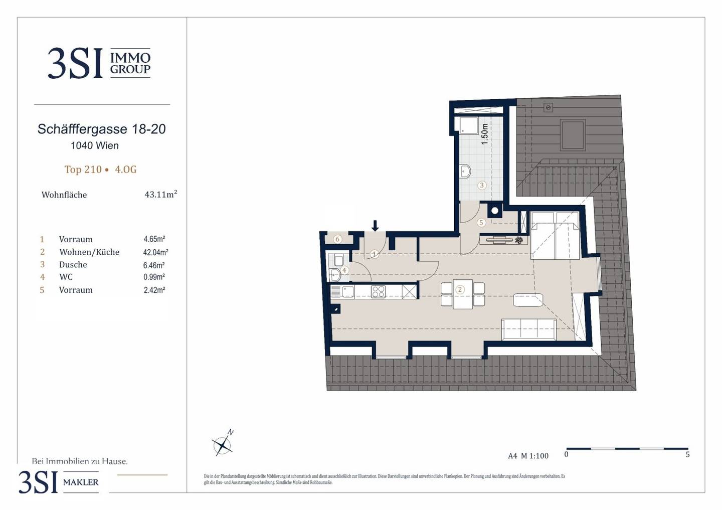 Sunny attic apartment in popular city location near U1 Taubstummengasse and Naschmarkt