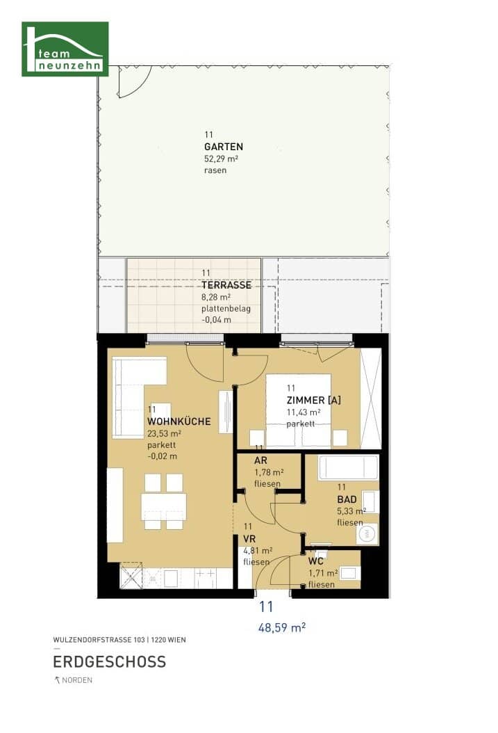ASPERN FLATS 103 – Ultra-modern first occupancy with outdoor areas and heat pump