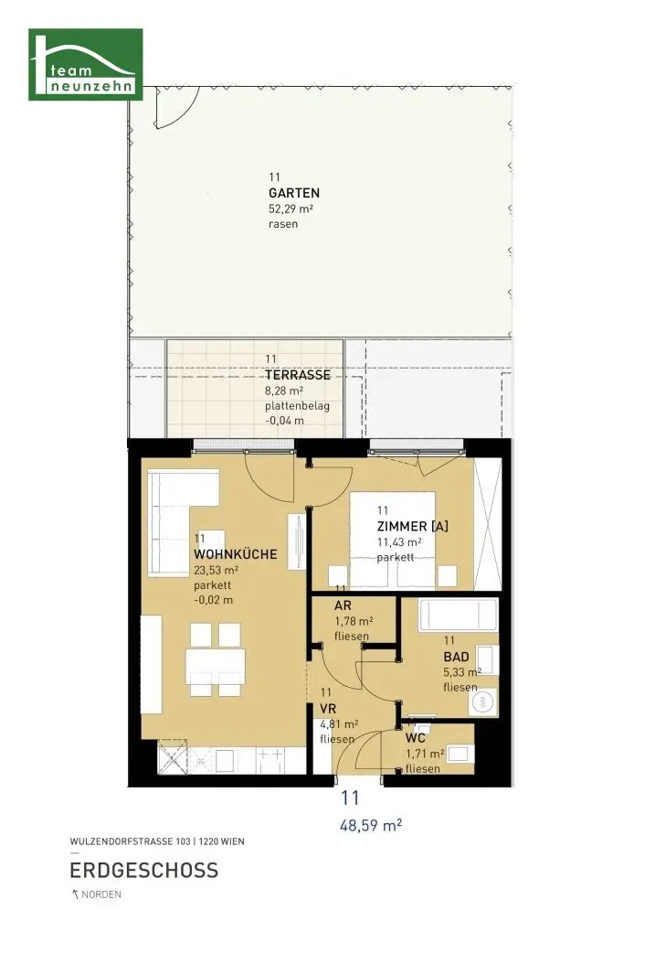 ASPERN FLATS 103 – Hochmoderner Erstbezug mit Freiflächen und Wärmepumpe!