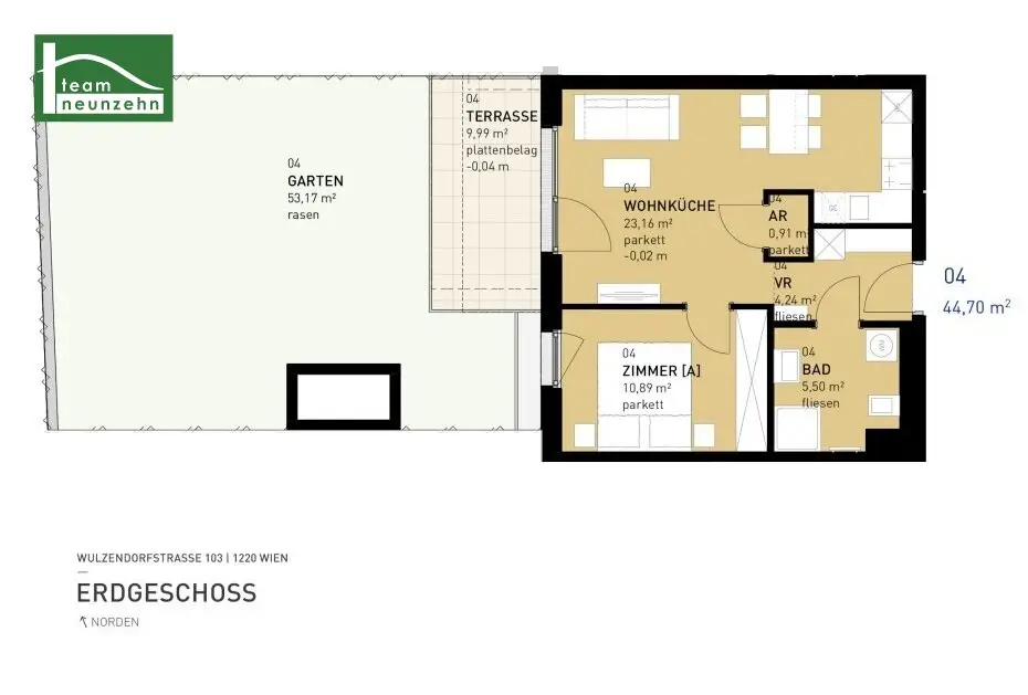 ASPERN FLATS 103 – Hochmoderner Erstbezug mit Freiflächen und Wärmepumpe!
