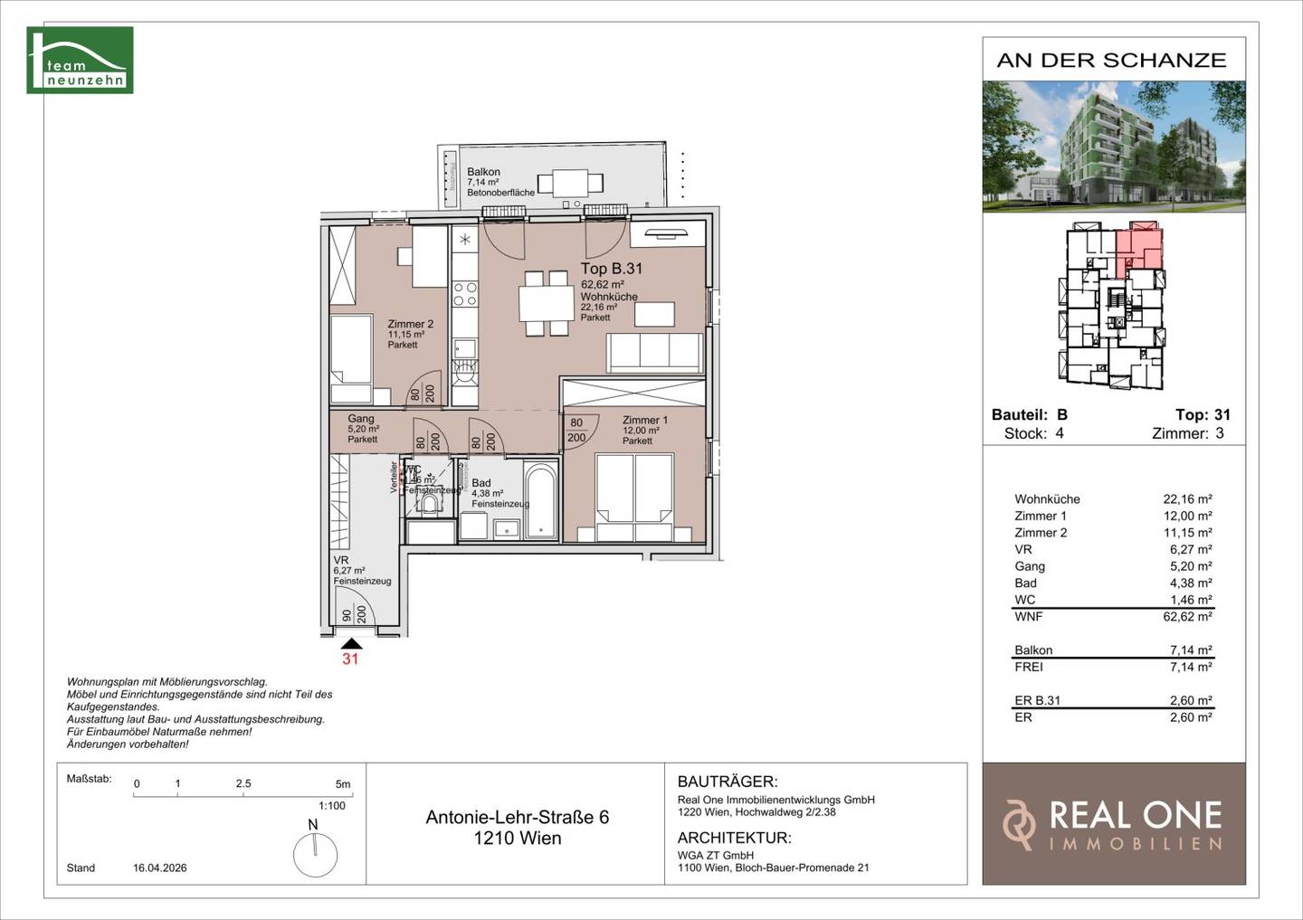 An der Schanze, Investor first occupancy near Kagran U1 and Alte Donau, Completion end 2026