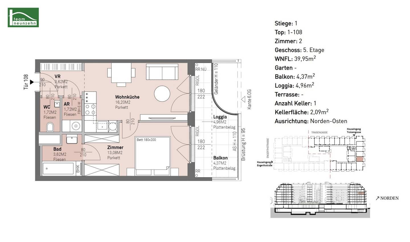 Living in the heart of Brigittenau – modern, well connected and in greenery