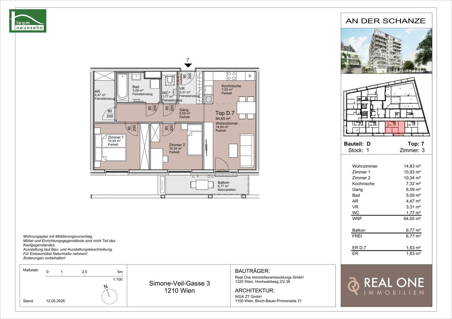 An der Schanze, investor first occupancy near Kagran U1 and Alte Donau, completion end of 2026