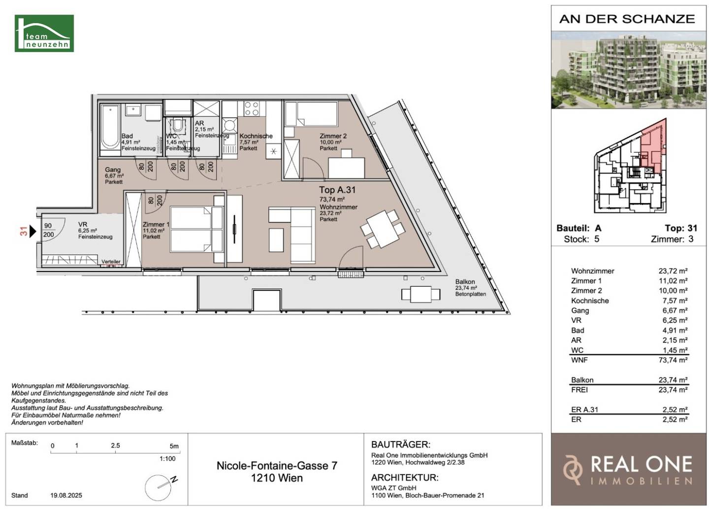 An der Schanze, Investor first occupancy near Kagran U1 and Alte Donau, Completion end 2026