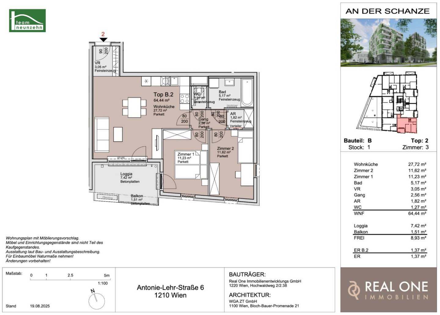 An der Schanze Investor first occupancy near Kagran U1 and Alte Donau Completion end of 2026