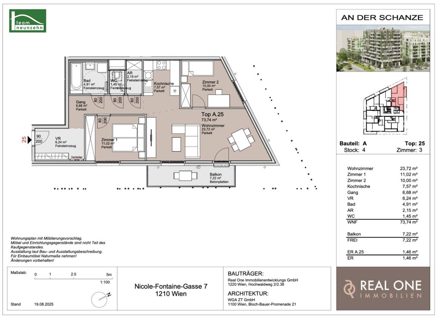 An der Schanze, Investor first occupancy near Kagran U1 and Alte Donau, Completion end 2026