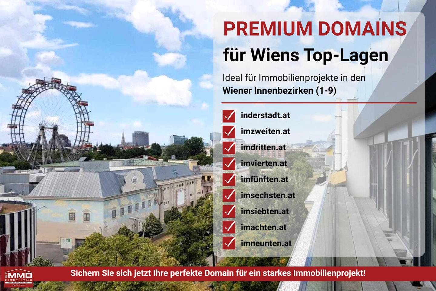 VERMARKTEN SIE IHR (IMMOBILIEN-)PROJEKT ONLINE PROFESSIONELL MIT EXKLUSIVEN DOMAINS FÜR WIENS INNENBEZIRKE!