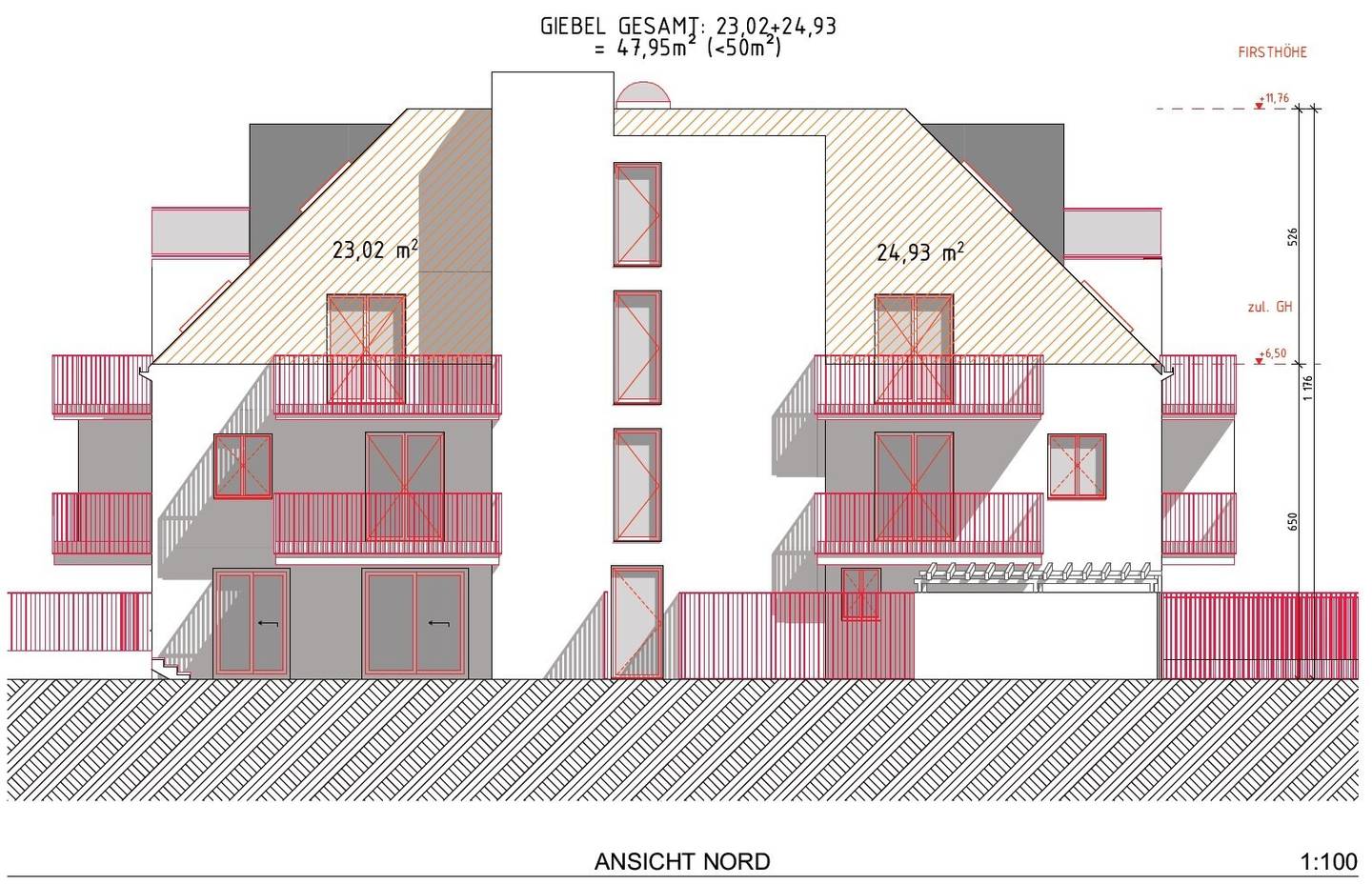 720m² Grundstück mit bewilligtem Projekt gewichtete Fläche 854,57 m² + Gärten*