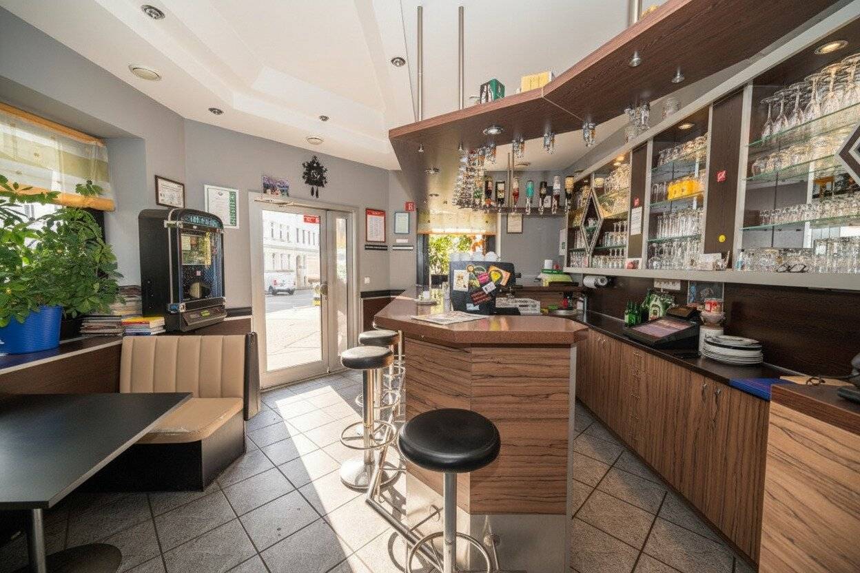 Top cafe bar with small apartment