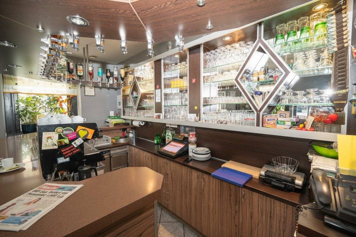 Top cafe bar with small apartment