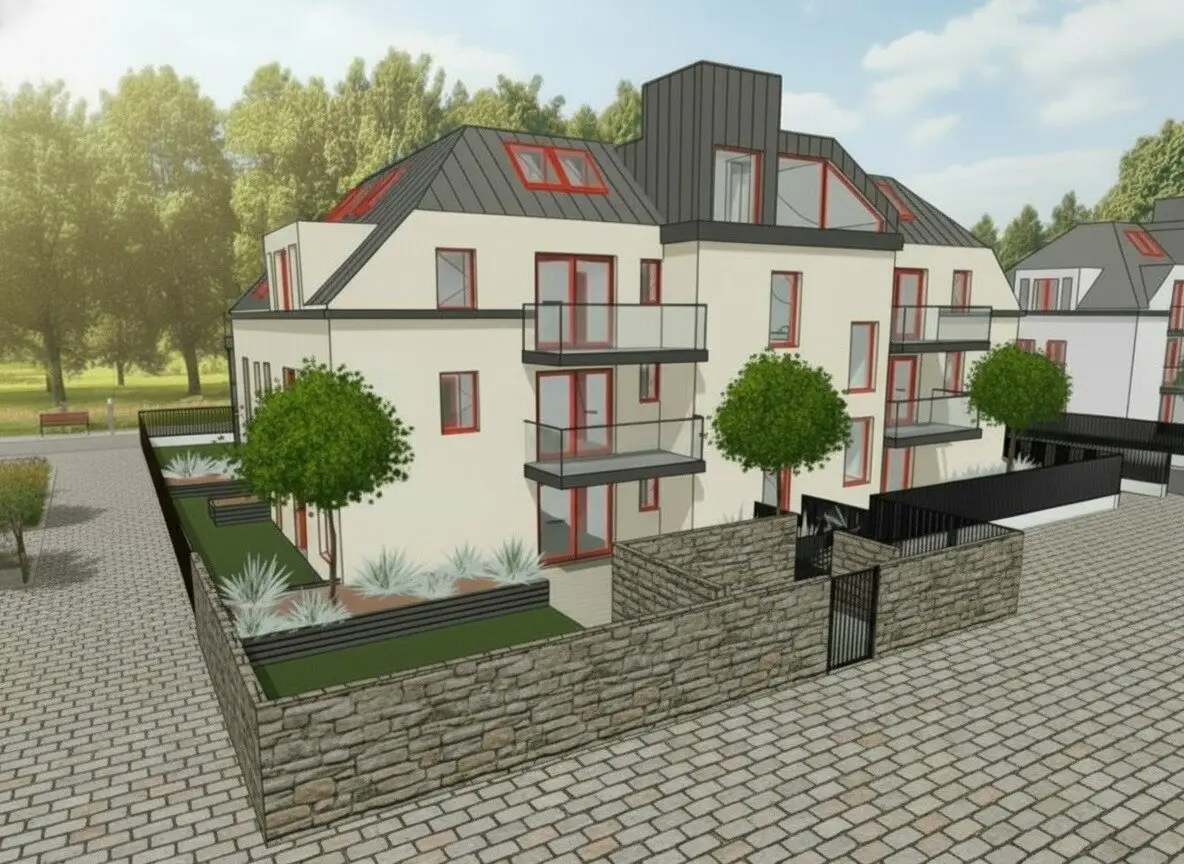 Bewilligtes Projekt mit 16 Wohnungen, Tiefgarage und Gärten - 1320m²