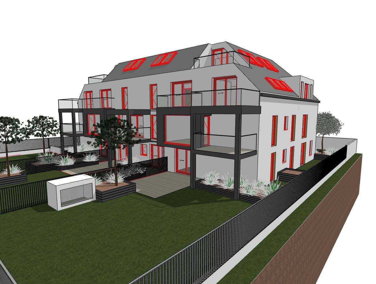 Bewilligtes Projekt mit 16 Wohnungen, Tiefgarage und Gärten - 1320m²