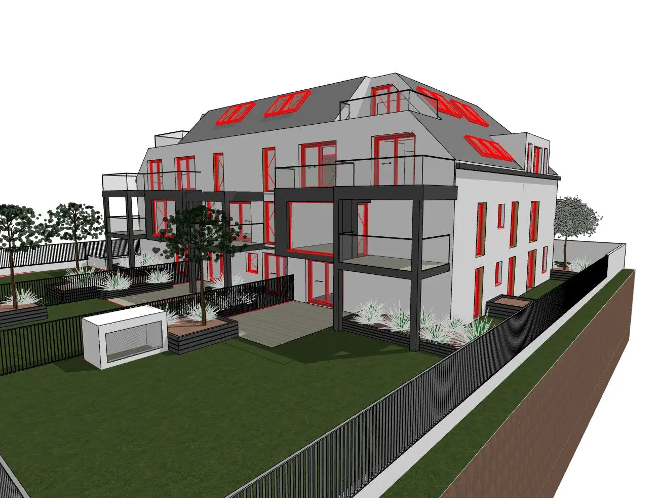 Bewilligtes Projekt mit 16 Wohnungen, Tiefgarage und Gärten - 1320m²