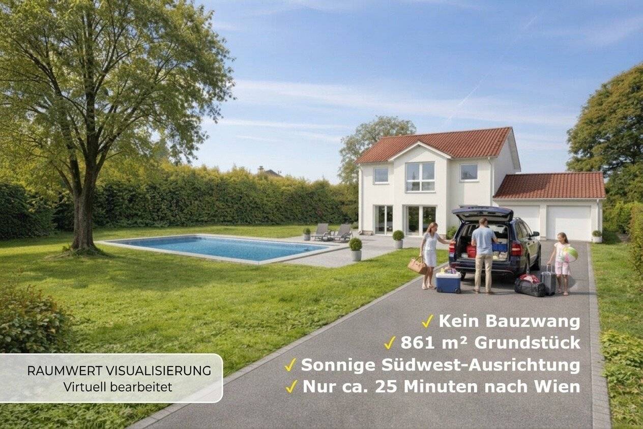 IHR BAUPLATZ IM GRÜNEN | ca. 861 m² | Südwest-Ausrichtung | Top-Anbindung nach Wien