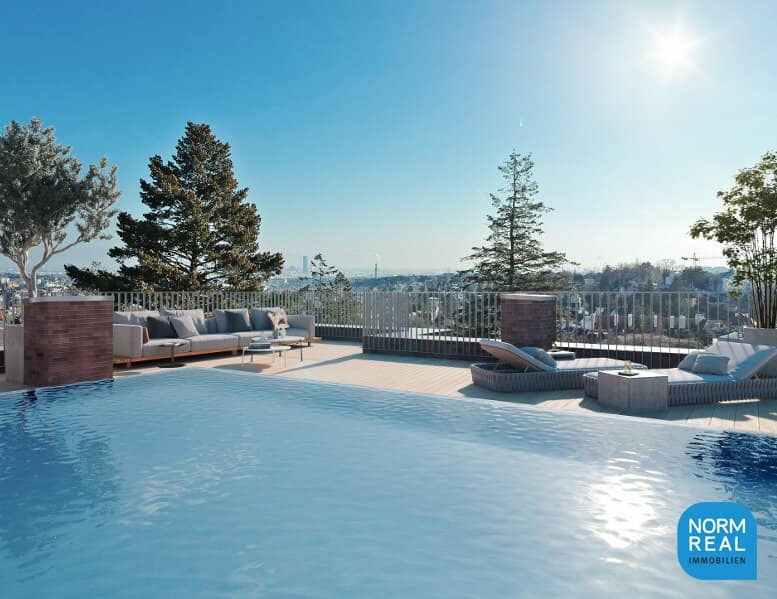 Traumhafte DG-Wohnung in 1190 Wien: Dachterrasse mit Swimmingpool – Ihr Erstbezug wartet!